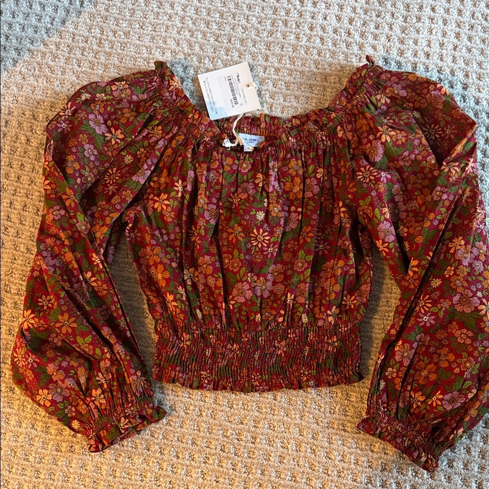 Elegant Floral Smocked Blouse